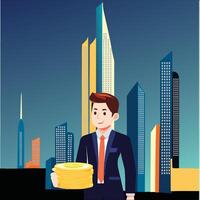 A distinguished person with a metropolis behind him- vector