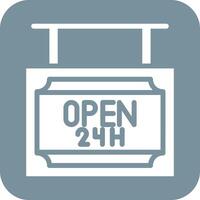 24 Hrs Open Vector Icon