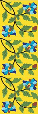 Vintage damask seamless ornamental watercolor blue floral paint tile design pattern. ceramic tile design style