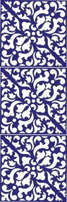 Vintage damask seamless ornamental watercolor blue floral paint tile design pattern. ceramic tile design style