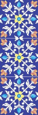 Vintage damask seamless ornamental watercolor blue floral paint tile design pattern. ceramic tile design style