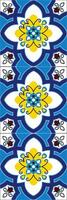 Vintage damask seamless ornamental watercolor blue floral paint tile design pattern. ceramic tile design style vector