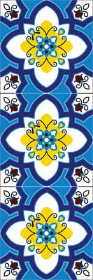 Vintage damask seamless ornamental watercolor blue floral paint tile design pattern. ceramic tile design style