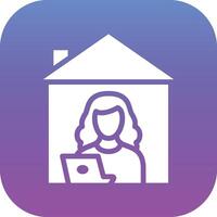 Women Working at Home Vector Icon