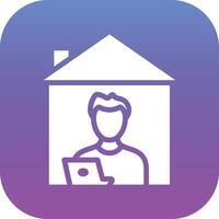 Man Working at Home Vector Icon