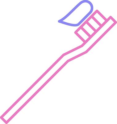 Toothbrush Linear Two Colour Icon