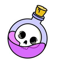 Magic bottle of purple Poison with skull. Game icon of magic elixir vector