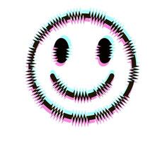 Smile face. Abstract neon glitch. Modern distorted glitch style illustration. RGB-shift effect vector