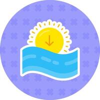 Sunset Flat Sticker Icon vector