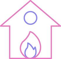 Burning House Linear Two Colour Icon vector