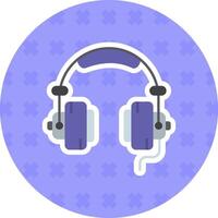 Headphone Flat Sticker Icon vector