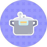 Pressure cooker Flat Sticker Icon vector