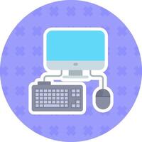 Computer Flat Sticker Icon vector