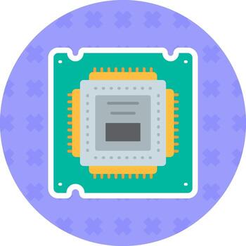 Processor Flat Sticker Icon vector