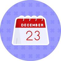 23 de diciembre plano pegatina icono vector