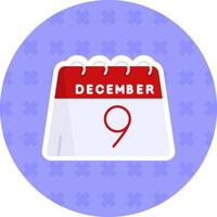 9th of December Flat Sticker Icon vector