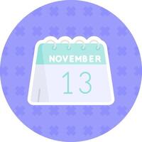 13th of November Flat Sticker Icon vector