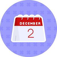 2nd of December Flat Sticker Icon vector