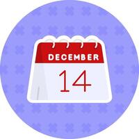 14to de diciembre plano pegatina icono vector