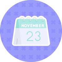 23 de noviembre plano pegatina icono vector