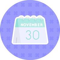 30th of November Flat Sticker Icon vector