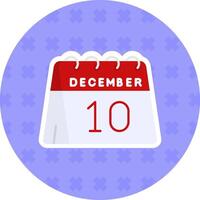 10 de diciembre plano pegatina icono vector