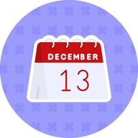 13 de diciembre plano pegatina icono vector