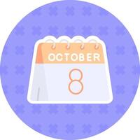 8th of October Flat Sticker Icon vector