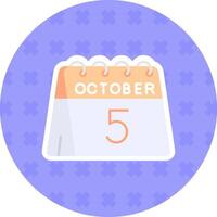 5to de octubre plano pegatina icono vector