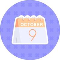 9th of October Flat Sticker Icon vector