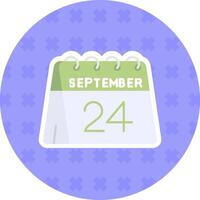 24th of September Flat Sticker Icon vector