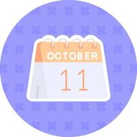 11th of October Flat Sticker Icon vector