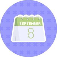 8th of September Flat Sticker Icon vector