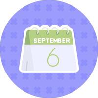 6th of September Flat Sticker Icon vector