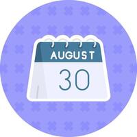 30 de agosto plano pegatina icono vector