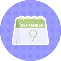 9th of September Flat Sticker Icon vector