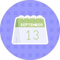 13th of September Flat Sticker Icon vector