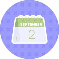 2nd of September Flat Sticker Icon vector