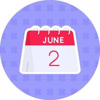 2nd of June Flat Sticker Icon vector