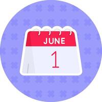 1st of June Flat Sticker Icon vector