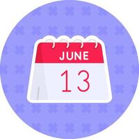 13th of June Flat Sticker Icon vector