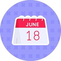 18th of June Flat Sticker Icon vector