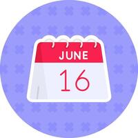 16th of June Flat Sticker Icon vector