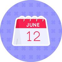 12mo de junio plano pegatina icono vector