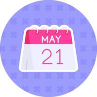 21st of May Flat Sticker Icon vector