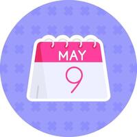 9th of May Flat Sticker Icon vector