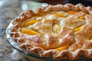 AI generated Traditional homemade peach pie photo