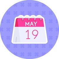 19th of May Flat Sticker Icon vector