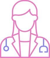Female Doctor Linear Two Colour Icon vector