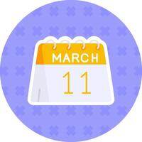 11th of March Flat Sticker Icon vector